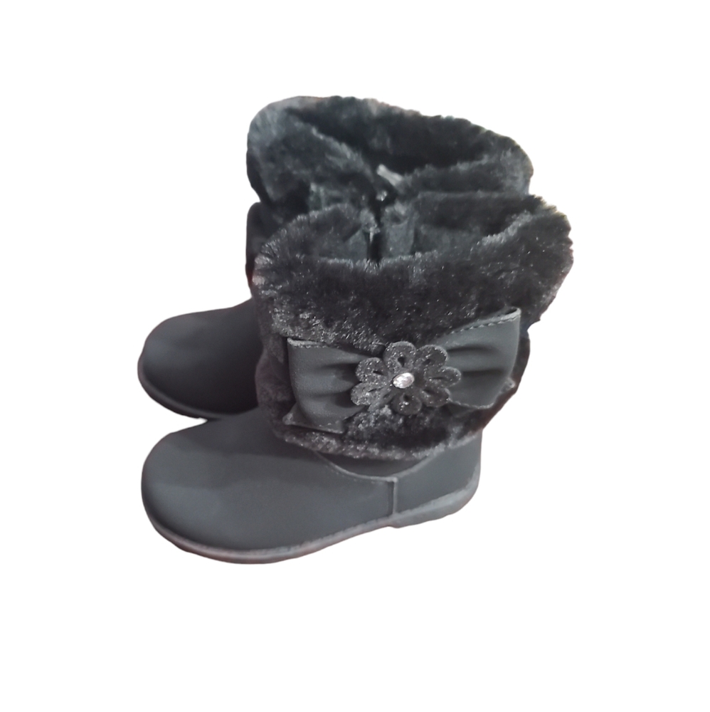 Rachel Shoes Toddler Girls Size 10 Harmoni Fur Faux Suede Boots in Black - Picture 4 of 12